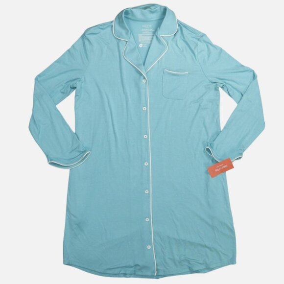 State of Day Women Notch Collar Sleepshirt, Nile Blue, Various Sizes - Picture 2 of 2
